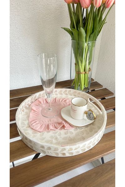 Decamor home Pack of 6 Pink Frilly Cocktail Presentation Napkins