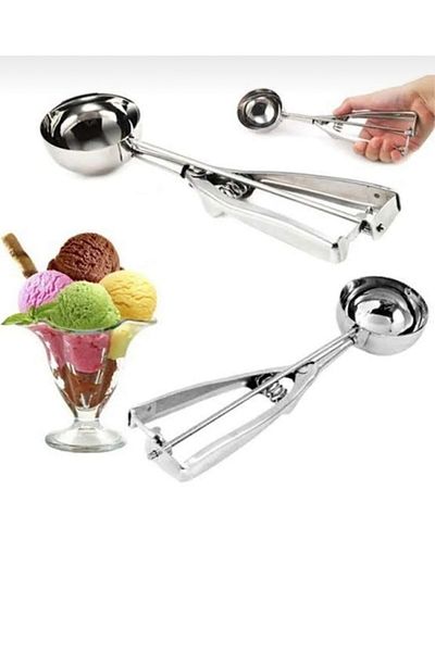 BHR TEMİZLİK Baharhome-Professional Stainless Steel Pull Drop Ball Ice Cream Scooping Spoon Halva Spoon L &M Sizes