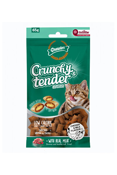 Gnawlers مكافآت القطط المقرمشة والطرية بنكهة الدجاج والحليب، عبوة من 6 قطع، 6...