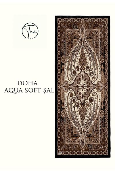 TUA İPEK Doha Aqua Soft Coton Shal - Ethnic Patterned