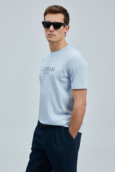 Lufian Love Modern Graphic T-Shirt Blue