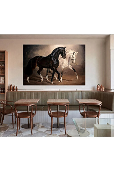 Lona Sanat ÜRÜNLER Modern Soyut Siyah Beyaz Atlar At Kanvas Tablo