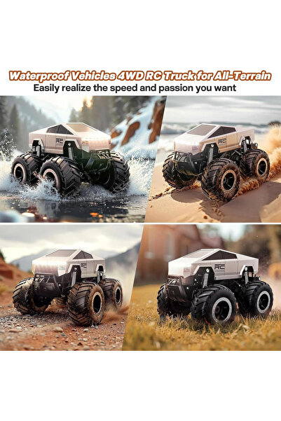 Iram 2025 Cybertruck RC Car 1:16 Scale –with 4WD, Dual Motors, LED Headlights, Waterproof All-Terrain