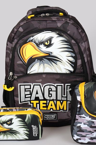 MUGGLE New Season Licensed Eagle/Eagle School Bag, Thermoses Lunch Box and Pencil Bag School Set