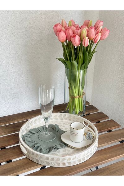 Decamor home Pachet de 6 șervețele de prezentare pentru cocktail cu volane verzi