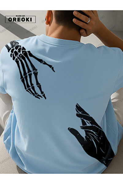 EFFRENATU Life Wish Printed Cotton Fabric Men's Light Blue T-Shirt-Black Shor...