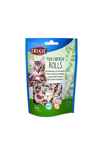 Trixie Premio Bites Fish Chicken Rolls Cat Treats 50g