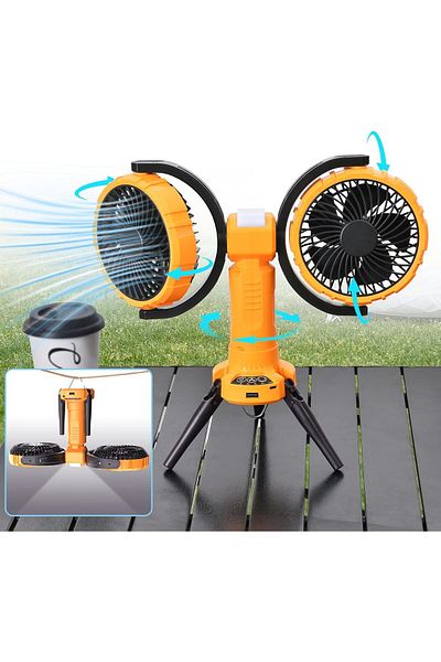 Generic Outdoor Camping Fan With Light Oscillating - Nauttxon Rechargeable Fan For Camping With Hanging Hook