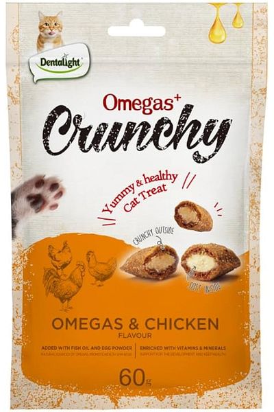 DENTALIGHT Omegas & Chicken Flavour Creamy Lickable Cat Treat 5pcs x 10g Pack of 12