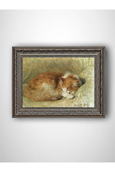 WoodyArts Uyuyan pisică - Cadru vintage gri