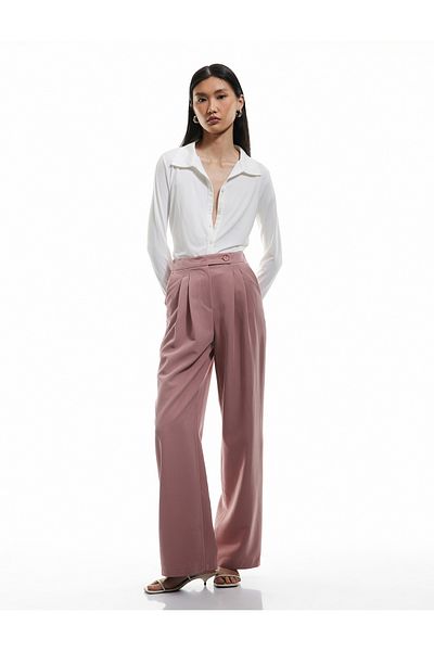 Koton New Season Modal Fabric Blended Wide Leg Pleated Trousers with Pockets