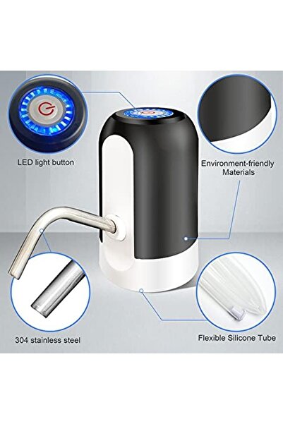 SKY TOUCH SKY-TOUCH Automatic Water Dispenser, USB Rechargeable Bottle Drinking Water Radio Water Pump, Black