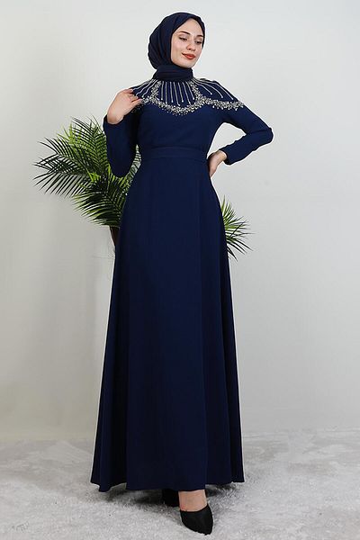 GİYZAMİLA Φόρεμα Nisan Stone Navy Blue