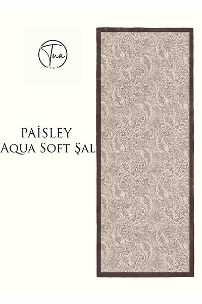 TUA İPEK Paisley Aqua Soft Coton Shal - Ethnic Patterned