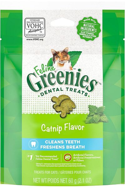 Greenies Feline Dental Treats Catnip Flavour Cat Treats 60g - 2.1 oz.