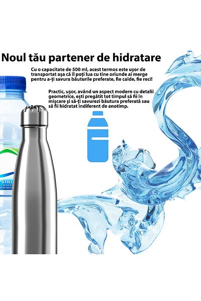Bukate Bukate® 500ml insulated bottle, stainless steel, keeps drinks hot or cold for 12 hours.