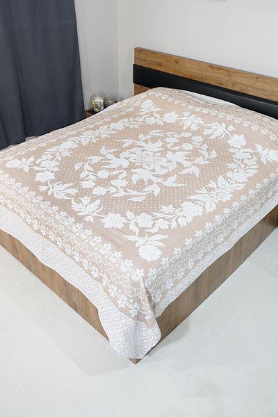 Defne&Apollon İpekçilik 100% Cotton Hand-Woven Bird Patterned Pique 190 X 225 cm - Salmon