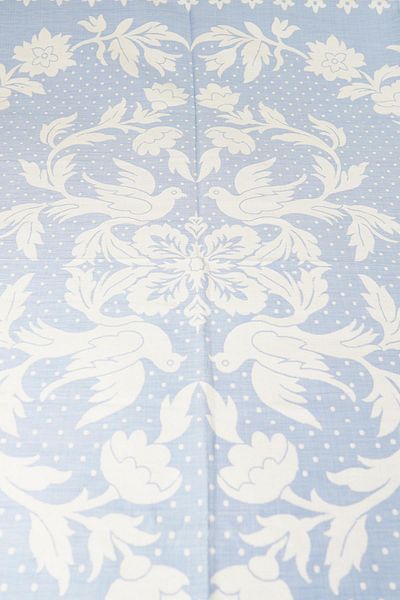 Defne&Apollon İpekçilik 100% Cotton Handwoven Bird Patterned Pique 190 X 225 cm - Light Blue