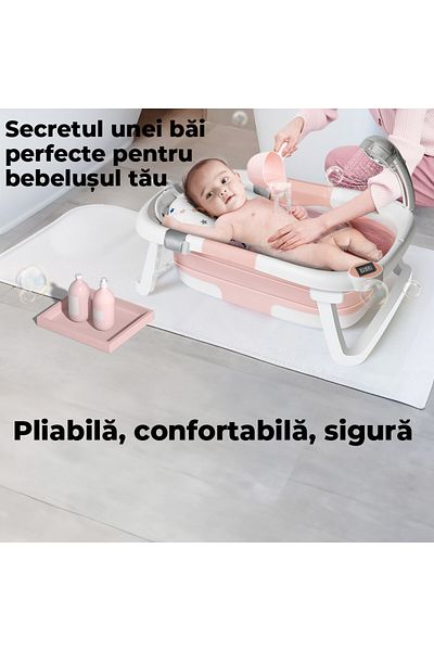 Pitikot Cadita de baie pentru bebelusi Pitikot®️, cu pernuta textila, portabila, pliabila