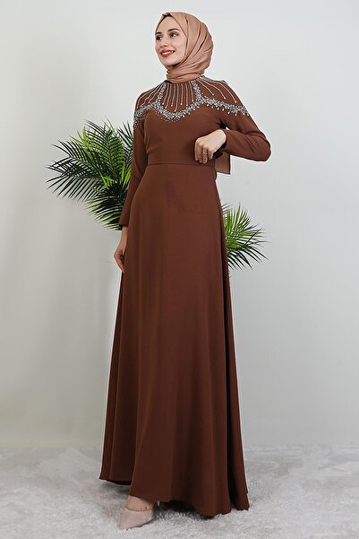 GİYZAMİLA Φόρεμα Nisan Stoned Ανοιχτό Καφέ