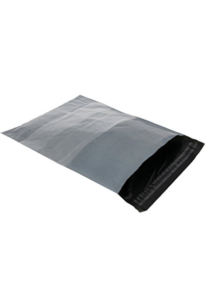 KOLİTÜRK 100 Adet Cepli 40×50 5 Cm Pe Bantlı Gri Siyah Kargo Poşeti