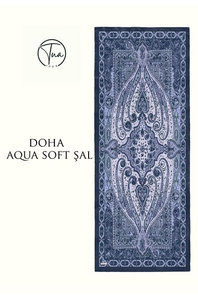 TUA İPEK Doha Aqua Soft Coton Shal - Ethnic Patterned