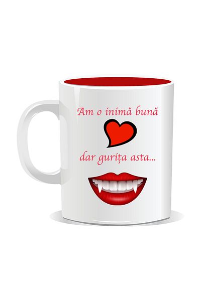 OEM Personalized mug with funny message, I have a good heart but this mouth... - Red interior