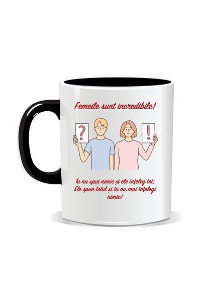 OEM Personalized mug with funny message, Women are incredible - Black interior