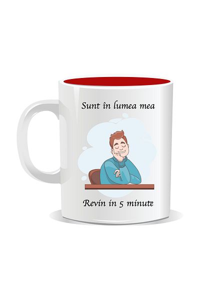 OEM Personalized mug with funny message, I'm in my own world. I'll be back in 5 minutes - Red interior