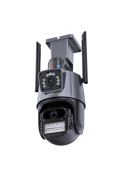 Spionescu Dual surveillance camera, Q322, WIFI, 6MP, outdoor, IP 66, AI, LED lights, two-way communication