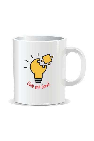 OEM Personalized mug with funny message, Gets shit done, white interior