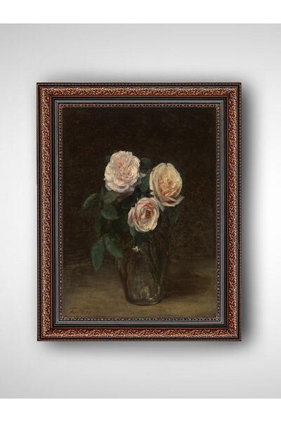 WoodyArts Kavanozda Karanfiller - Kahverengi Vintage Çerçeve