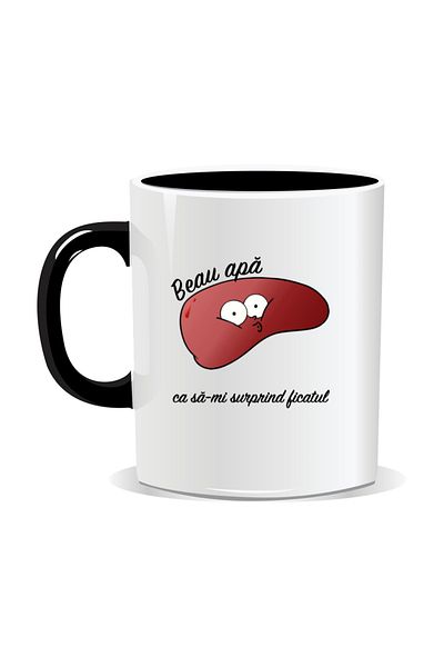 OEM Personalized mug with funny message, I drink water to surprise my liver - Black interior