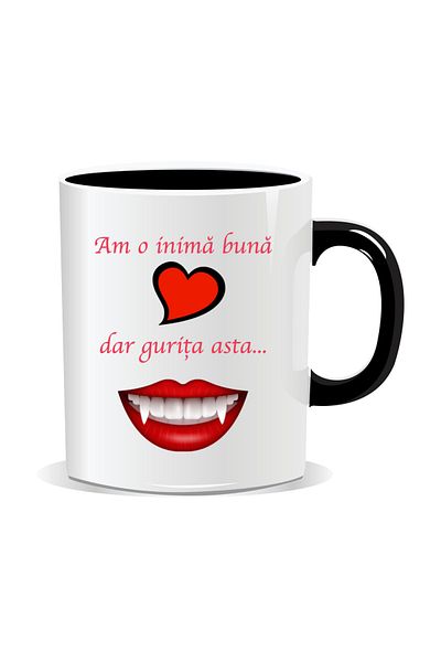 OEM Personalized mug with funny message, I have a good heart but this mouth... - Black interior