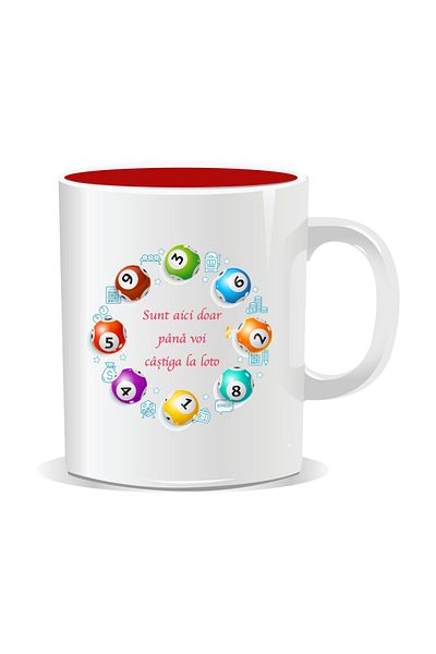 OEM Personalized mug with funny message, I'm only here until I win the lottery - Red interior