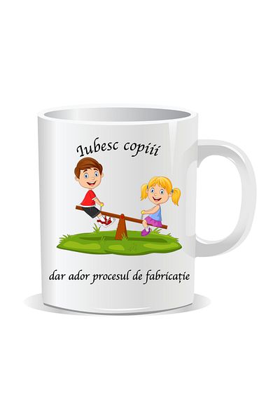 OEM Personalized mug with funny message, I love children but I adore the manufacturing process - White interior