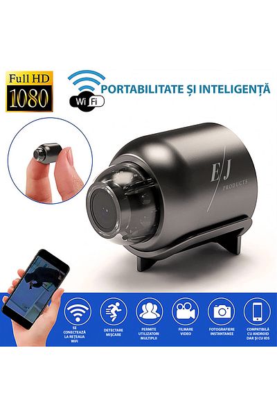 Spionescu Mini spy camera, X5, Full HD, WIFI, 140° viewing angle, night vision