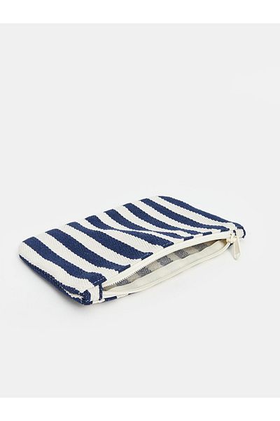 LC Waikiki Women's Cotton Fabric Wallet with Stylish and Modern Striped Design (21X14X1 cm)