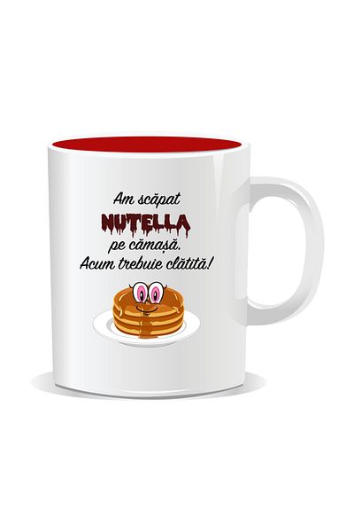 OEM Personalized mug with funny message, I spilled Nutella on my shirt - Red interior