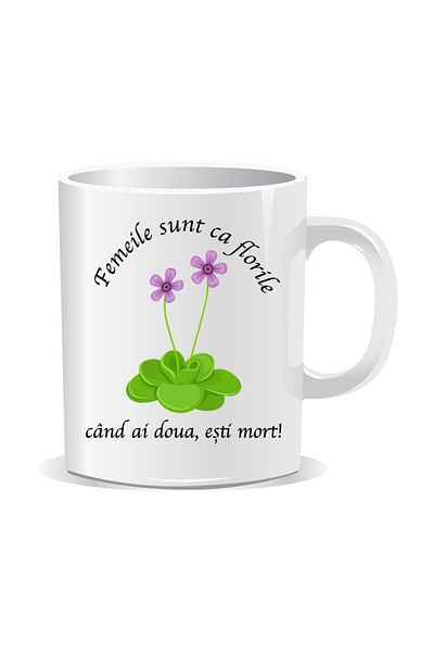 OEM Personalized mug with funny message, Women are like flowers. When you have two you are dead - White interior