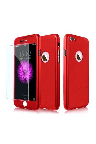 OEM Husă Apple iPhone 6/6S, FullBody iPaky Roșie, acoperire completă la 360 de grade cu folie de protecție din sticlă gratuită