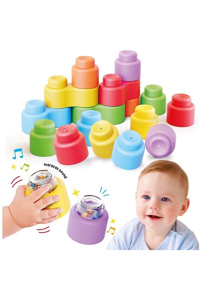 quercetti Quercetti Momy Soft Happy Sound 18-piece soft building block set