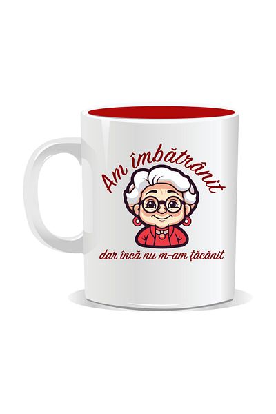 OEM Personalized mug with funny message, I'm old but not stupid yet - Red interior