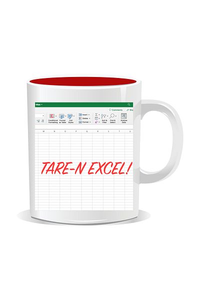 OEM Personalized mug with funny message, Tare-n Excel - Red interior