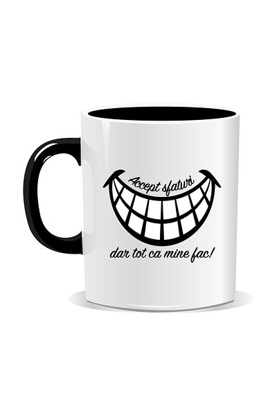 OEM Personalized mug with funny message, I accept advice but I still do it my way - Black interior