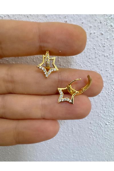 Arescollection 1 Piece Zircon Stone Star Detail Ring Helix Lobe Tragus Compatible Piercing