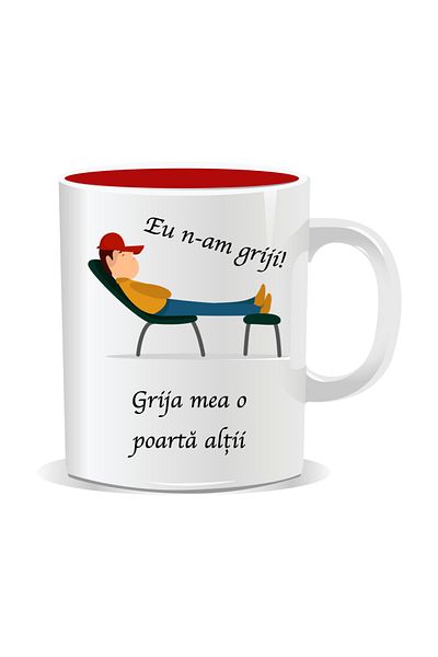 OEM Personalized mug with funny message, I don't have any worries. Others take care of me - Red interior