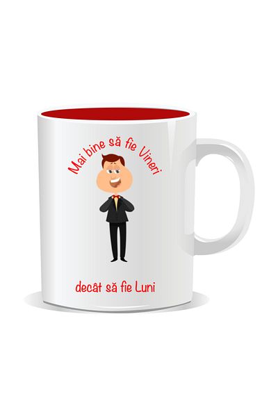 OEM Personalized mug with funny message, It's better to be Friday than Monday - Red interior