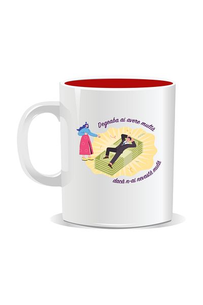 OEM Personalized mug with funny message, It's useless to have a lot of wealth if you don't have a dumb wife - Red interior