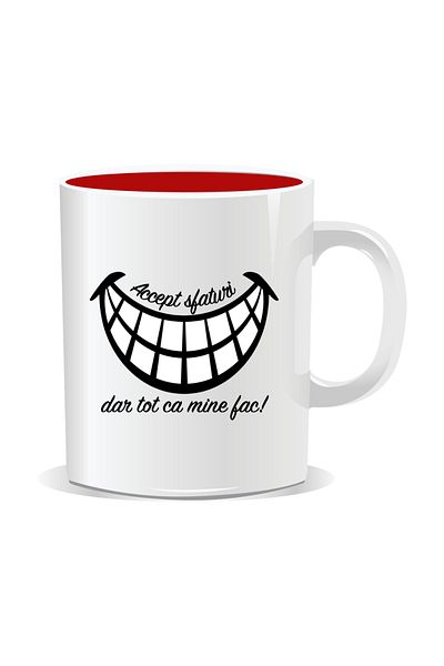 OEM Personalized mug with funny message, I accept advice but I still do it my way - Red interior
